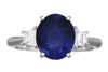 ESTATE 3.3CT DIAMOND & AAA SAPPHIRE 18KT WHITE GOLD OVAL 3 STONE ENGAGEMENT RING