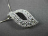 ANTIQUE 1.09CT ROUND DIAMOND 18KT WHITE GOLD LEAF FLOATING DROP PENDANT & CHAIN