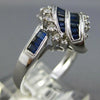 1.20CT DIAMOND & AAA SAPPHIRE 14KT WHITE GOLD 3D ROUND & BAGUETTE LEAF LOVE RING