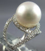 EXTRA LARGE 1.08CT DIAMOND & AAA SOUTH SEA PEARL 14KT WHITE GOLD LOVE KNOT RING