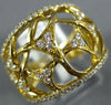 ESTATE WIDE .55CT DIAMOND 18KT YELLOW GOLD 3D OPEN FILIGREE STAR FUN RING
