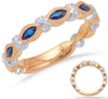 .63CT DIAMOND & AAA SAPPHIRE 14KT WHITE & ROSE GOLD 3D FILIGREE ANNIVERSARY RING