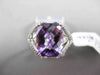 ANTIQUE LARGE 4.36CTW DIAMOND & AAA EXTRA FACET AMETHYST 14KT WHITE GOLD RING