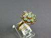 ESTATE 1.0CT DIAMOND & AAA OPAL 18KT YELLOW GOLD 3D CLASSIC FLOWER LOVE RING