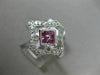 WIDE .51CT DIAMOND & AAA PINK SAPPHIRE 14K WHITE GOLD OPEN FILIGREE HEXAGON RING