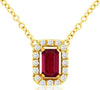 .46CT DIAMOND & AAA RUBY 14KT YELLOW GOLD 3D EMERALD CUT & ROUND SQUARE NECKLACE