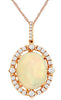 3.38CT DIAMOND & AAA OPAL 14KT ROSE GOLD 3D OVAL & ROUND HALO FLOATING PENDANT