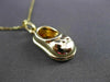 ESTATE 14KT YELLOW GOLD SHINY BABY DRESS SHOE CHARM PENDANT & CHAIN #23512
