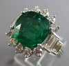 EXTRA LARGE 6.32CT DIAMOND & AAA EMERALD 14KT WHITE GOLD ENGAGEMENT RING #28090