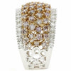 LARGE 2.19CT WHITE & PINK DIAMOND 18KT WHITE & ROSE GOLD MULTI ROW CLUSTER RING