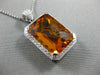 ESTATE LARGE 15.53CT DIAMOND & CITRINE 14KT WHITE GOLD 3D HALO FLOATING PENDANT