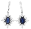 1.63CT DIAMOND & AAA SAPPHIRE 14KT WHITE GOLD 3D OVAL & ROUND HANGING EARRINGS