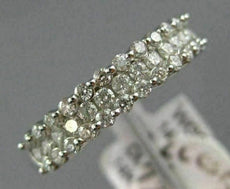 ESTATE .50CT DIAMOND 14KT WHITE GOLD 3D THREE ROW CLASSIC ROUND ANNIVERSARY RING