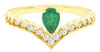 .75CT DIAMOND & AAA EMERALD 14KT YELLOW GOLD PEAR SHAPE & ROUND CROWN FUN RING