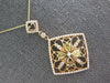 1.43CT WHITE & FANCY YELLOW DIAMOND 18KT ROSE GOLD OPEN FILIGREE SQUARE PENDANT