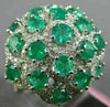 ESTATE LARGE 4.04CT DIAMOND & AAA EMERALD 18K WHITE GOLD 3D FLOWER FILIGREE RING