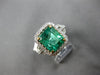 LARGE 4.65CT DIAMOND & AAA COLOMBIAN EMERALD 18KT 2 TONE GOLD 3D ENGAGEMENT RING