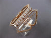 ESTATE LARGE 1.35CT DIAMOND 14KT ROSE GOLD CLASSIC MULTI BAR DOUBLE V FUN RING