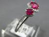 ESTATE 1.09CT DIAMOND & AAA RUBY 14KT WHITE GOLD OVAL & ROUND 3 STONE FUN RING