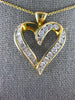 ESTATE LARGE 2.03CT DIAMOND 14K 2 TONE GOLD ROUND & BAGUETTE HEART PENDANT 27251