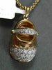 ESTATE .43CT DIAMOND 14KT WHITE & ROSE GOLD BABY SHOE FLOATING PENDANT & CHAIN