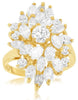 ESTATE LARGE 3.30CT DIAMOND 14K YELLOW GOLD 3D ROUND & MARQUISE FLOWER LOVE RING