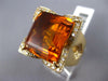 EXTRA LARGE 36.70CT DIAMOND AAA CITRINE 14KT YELLOW GOLD EMERALD CUT FLOWER RING