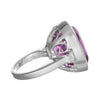 EXTRA LARGE 37.32CT DIAMOND & AAA KUNZITE 18KT WHITE GOLD BEZEL ENGAGEMENT RING