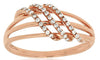 ESTATE .14CT DIAMOND 14KT ROSE GOLD 3D ROUND 3 ROW DIAGONAL CRISS CROSS fun RING