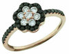 ESTATE .62CT WHITE & BLACK DIAMOND 14KT ROSE GOLD 3D CLUSTER FLOWER RING