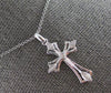 ESTATE .03CT DIAMOND 14KT WHITE GOLD 3D CLASSIC FILIGREE CROSS FLOATING PENDANT