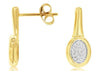 ESTATE .14CT DIAMOND 14K YELLOW GOLD 3D CLASSIC PAVE OVAL SHAPE HANGING EARRINGS
