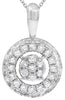 .25CT DIAMOND 14KT WHITE GOLD 3D CLUSTER FLOWER HALO FILIGREE FLOATING PENDANT