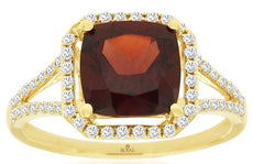 3.05CT DIAMOND & AAA GARNET 14K YELLOW GOLD CUSHION SQUARE HALO OCTAGON FUN RING