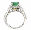 2.32CT DIAMOND & AAA EMERALD 18KT WHITE GOLD SQUARE & ROUND SOLITAIRE HALO RING