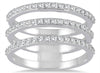 WIDE .60CT DIAMOND 14KT WHITE GOLD 3 ROW SEMI ETERNITY WEDDING ANNIVERSARY RING