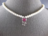 LONG .62CT DIAMOND & AAA RUBELLITE & PEARL 14KT YELLOW GOLD 3D FILIGREE NECKLACE