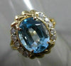 ESTATE .20CT DIAMOND & LIGHT BLUE TOPAZ 14KT YELLOW GOLD FILIGREE RING #20527