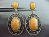 ANTIQUE LARGE 3.12CT DIAMOND & MULTI GEM 14K ROSE & BLACK GOLD FILIGREE EARRINGS