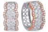 LARGE 2.42CT DIAMOND 14K WHITE & ROSE GOLD MULTI ROW ROUND HOOP HANGING EARRINGS