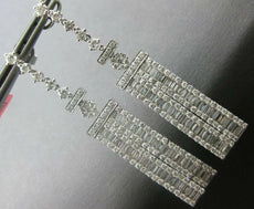 ESTATE EXTRA LARGE 4.72CT DIAMOND 18K WHITE GOLD 3D RECTANGULAR HANGING EARRINGS