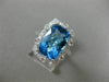 LARGE 4.56CT DIAMOND & AAA BLUE TOPAZ 14K WHITE GOLD HALO FILIGREE MILGRAIN RING
