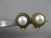 ANTIQUE 8MM SEA PEARL DIAMOND 14K YELLOW GOLD ROUND FILIGREE EARRINGS #17204