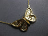 LARGE .52CT WHITE & BLACK DIAMOND 14KT YELLOW GOLD 3D BUTTERFLY LOVE NECKLACE