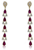 3.07CT DIAMOND & AAA RUBY 14KT YELLOW GOLD JOURNEY CHANDELIER HANGING EARRINGS