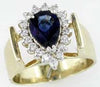 Estate 1.64Ct Diamond & AAA Sapphire 14K Yellow Gold Pear Shape & Round Floral Fun Ring