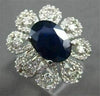 ESTATE LARGE 5.53CTW DIAMOND & AAA SAPPHIRE 14KT WHITE GOLD FLORAL RING AMAZING!
