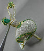 ESTATE LARGE 3.30CT DIAMOND & AAA EMERALD 14KT YELLOW GOLD BALLERINA BROOCH PIN