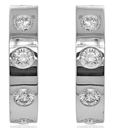 1.21CT DIAMOND 18K WHITE GOLD 3D ROUND ETOILE UMBRELLA HOOP FUN HANGING EARRINGS