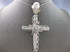EXTRA LARGE 3.25CT DIAMOND 14KT WHITE GOLD 3D PRINCESS HANDCRAFTED CROSS PENDANT